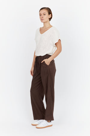 Isla Linen Pant - Dark Chocolate