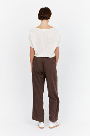 Isla Linen Pant - Dark Chocolate