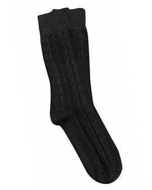 ‘Cable’ Black Merino Wool Socks