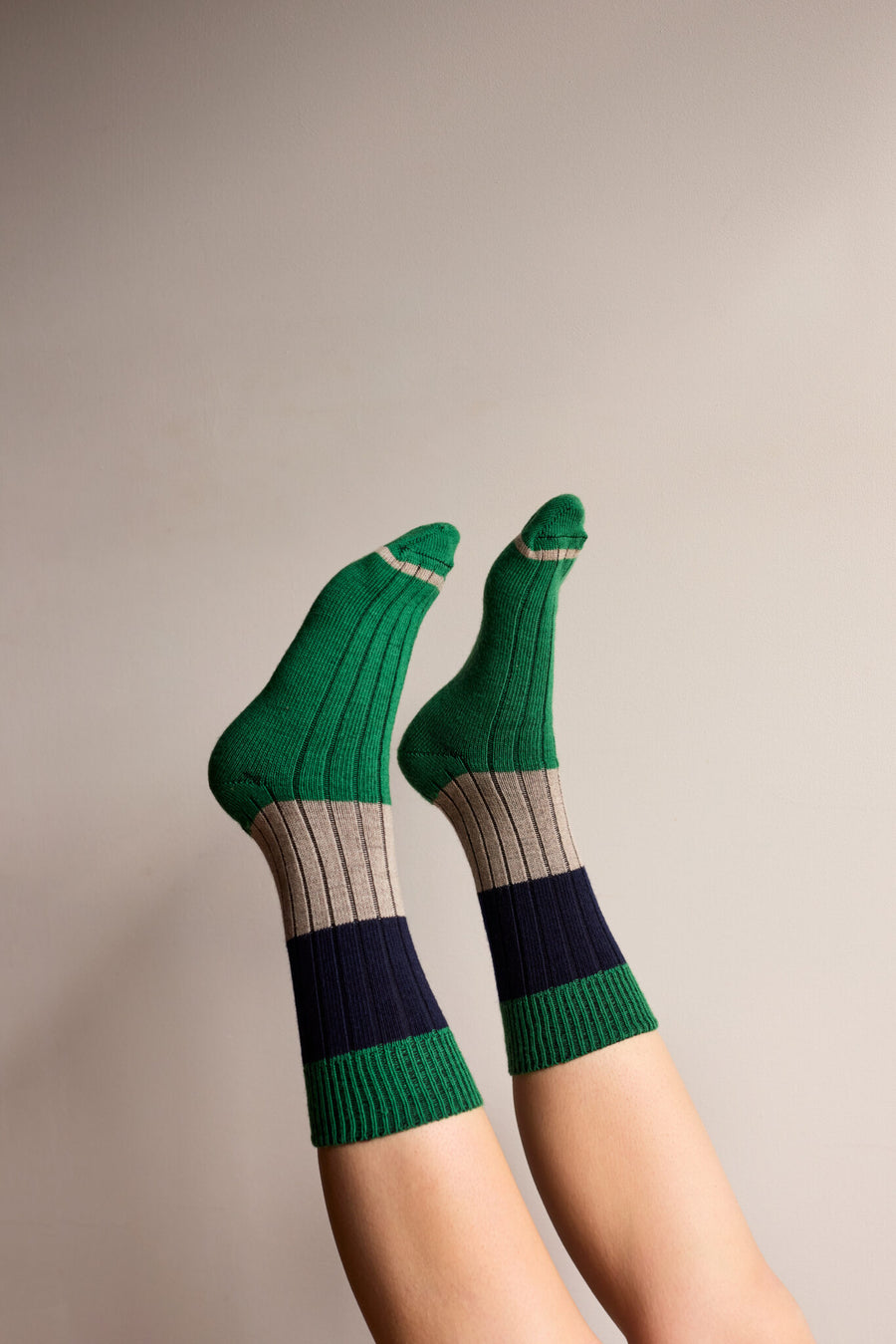 ‘Chunky Rib’ Lark Green Merino Wool Socks