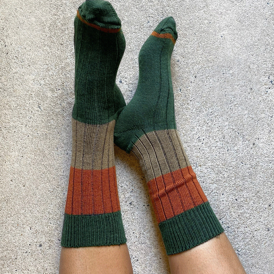 Chunky Rib Merino Wool Socks – Green