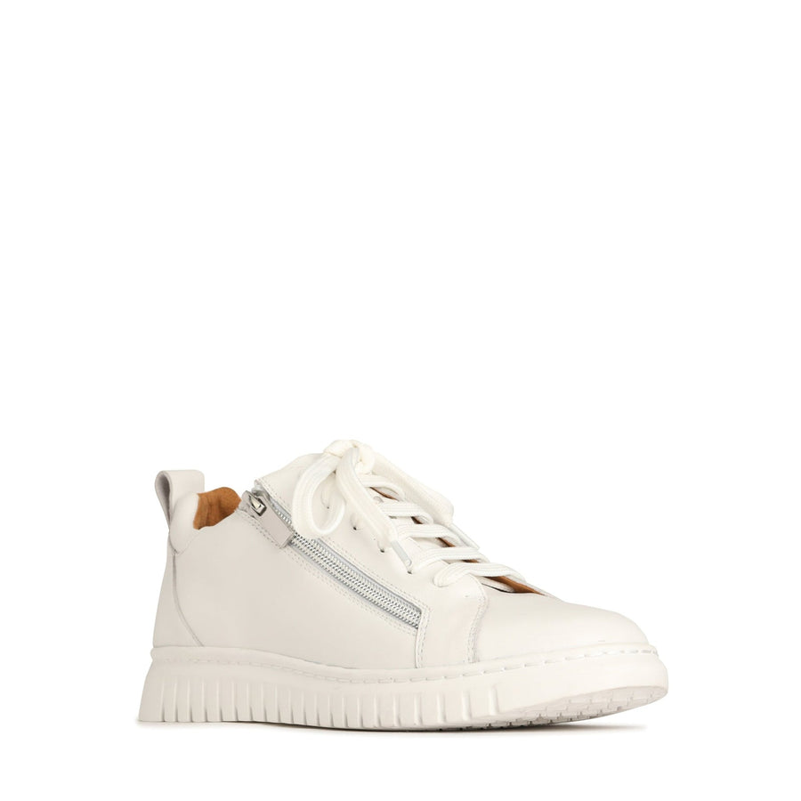 Clarah Double Zipper Sneaker - White