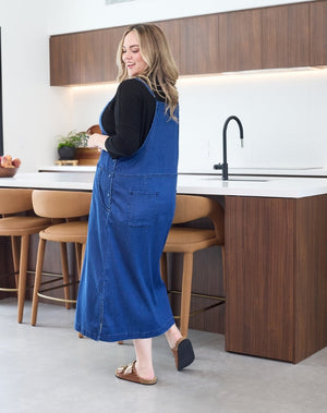 Apron Dress Stretch Denim - Blue