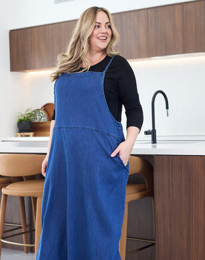 Apron Dress Stretch Denim - Blue