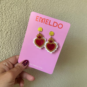 Crown Heart Drop Earrings