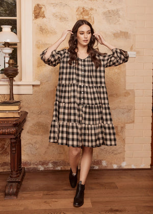 Mackenzie Shirt-Dress - Tartan black