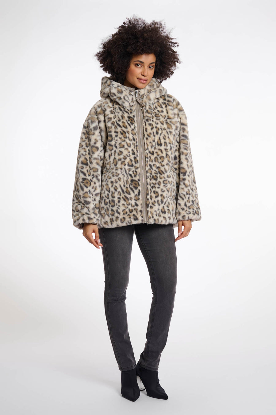 Ines Reversible Jacket - Light Pebble & Leopard