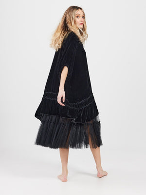 Florentine Velvet Coatdress - Ebony