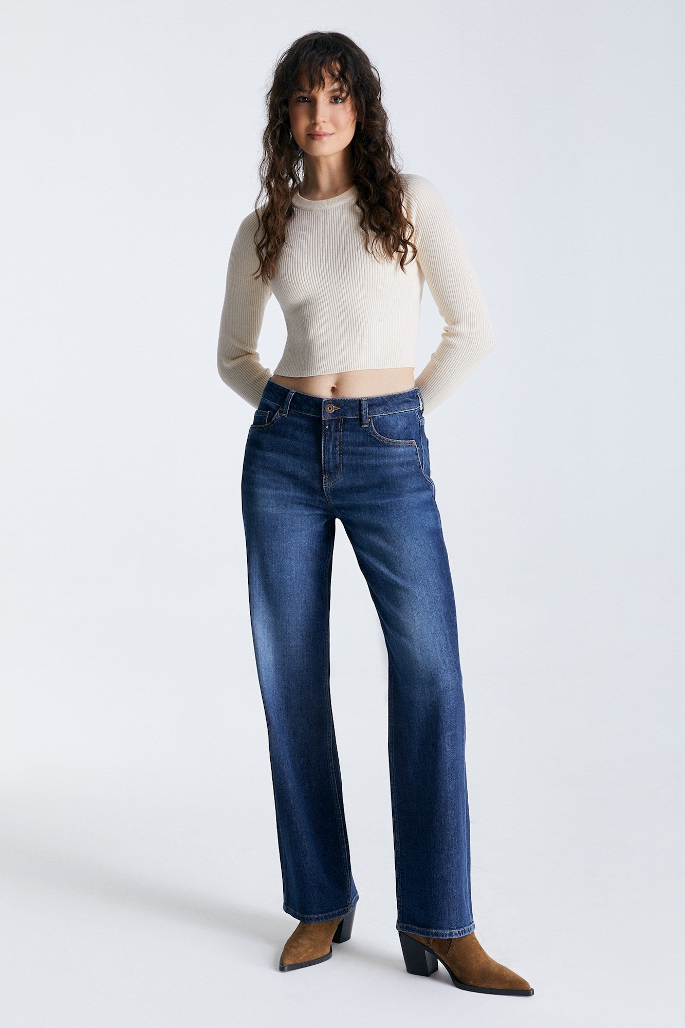 Nova Mid Waist Jeans - Dark Blue