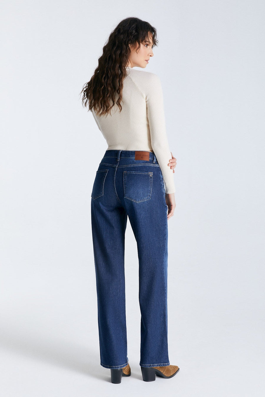 Nova Mid Waist Jeans - Dark Blue