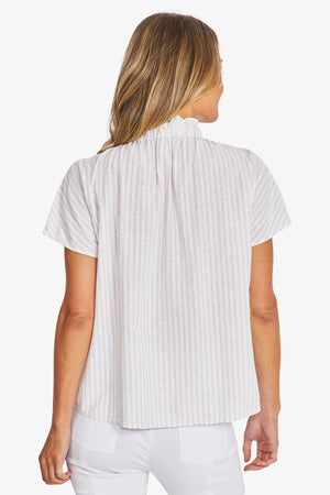 Tamara Stripe Blouse - White/Raffia