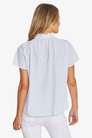 Tamara Stripe Blouse - White/Baby Blue