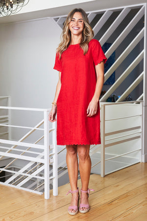 Amalfi Linen Dress - Chilli