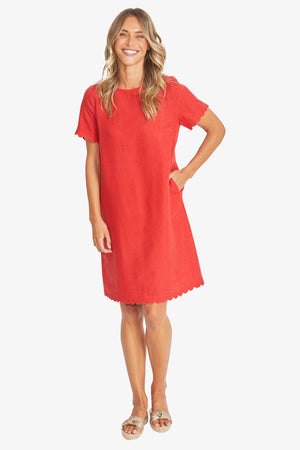 Amalfi Linen Dress - Chilli