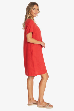 Amalfi Linen Dress - Chilli