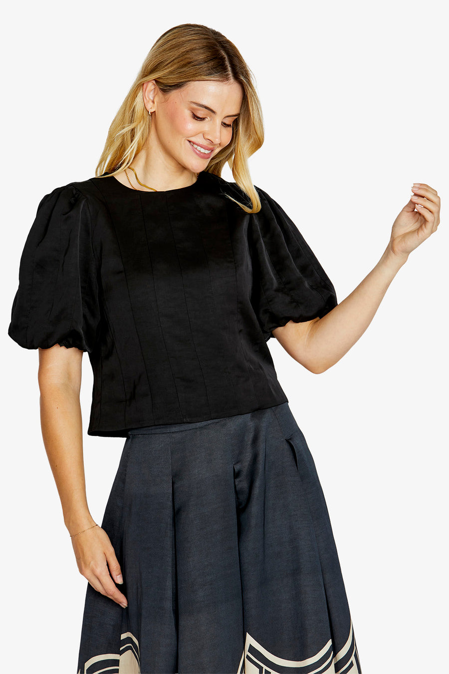 Ellie Panel Detail Top - Black