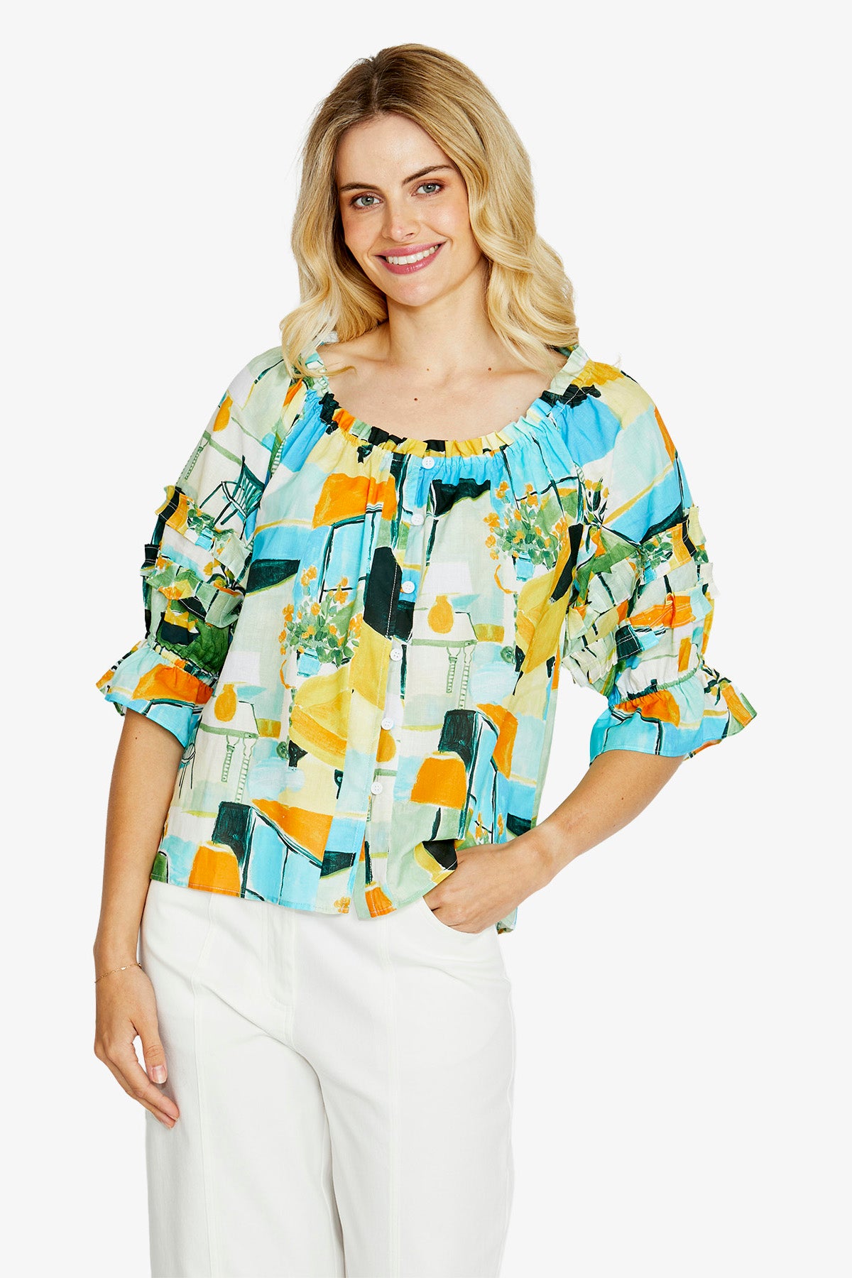 Alessia Peasant Top - Alfresco