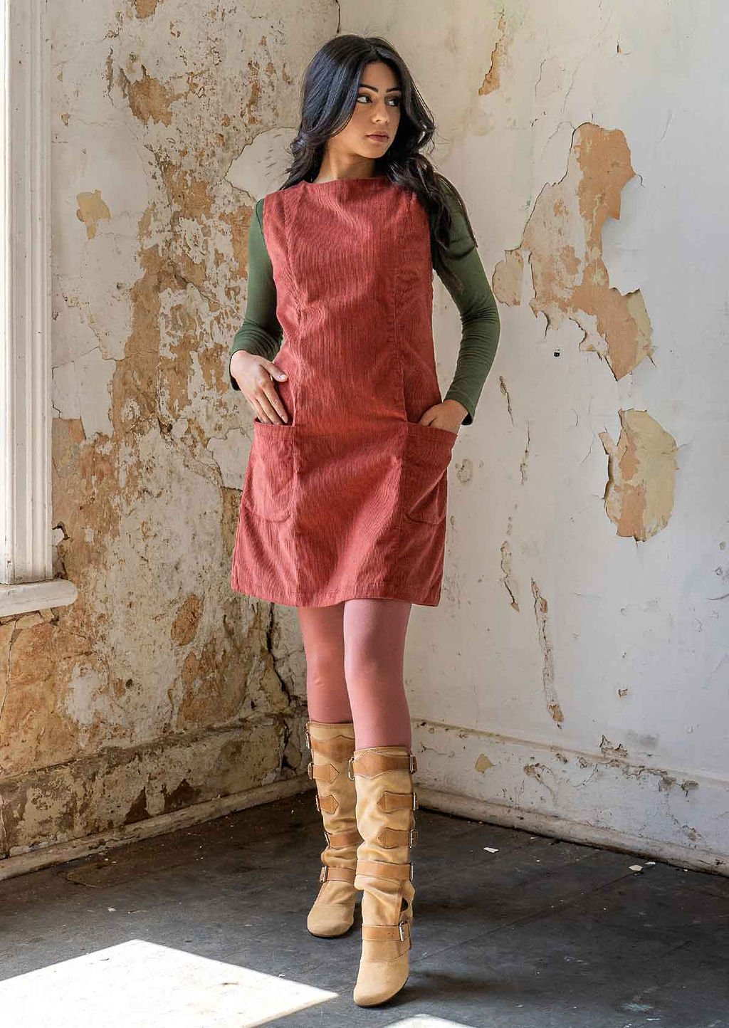 Polly Pocket Corduroy Tunic - Burnt Henna