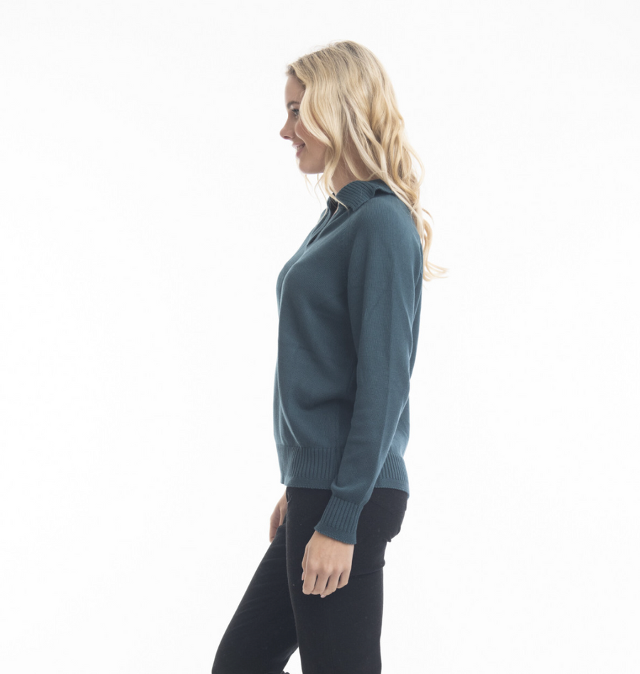 Knits Collar Jumper - Mediterranean