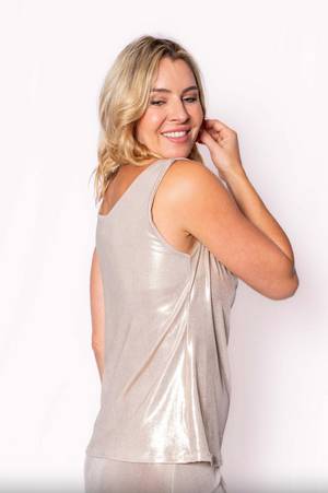 Disco Champagne Cowl Neck Top