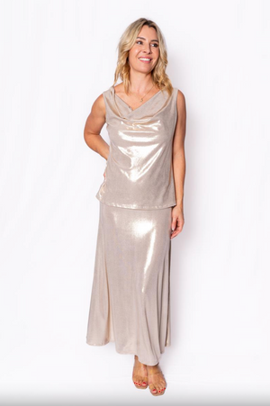 Disco Champagne Cowl Neck Top