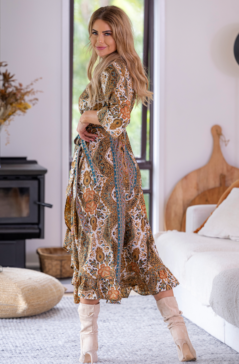 Donella Long Sleeve Wrap Dress