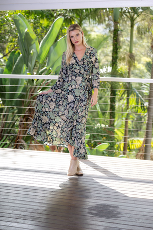 Gia Long Sleeve Wrap Dress