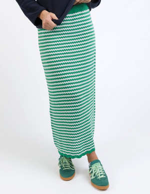 Rosie Stripe Skirt - Pine Green