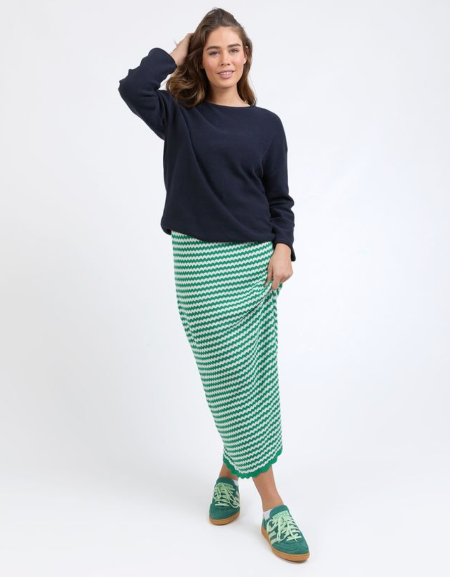 Rosie Stripe Skirt - Pine Green