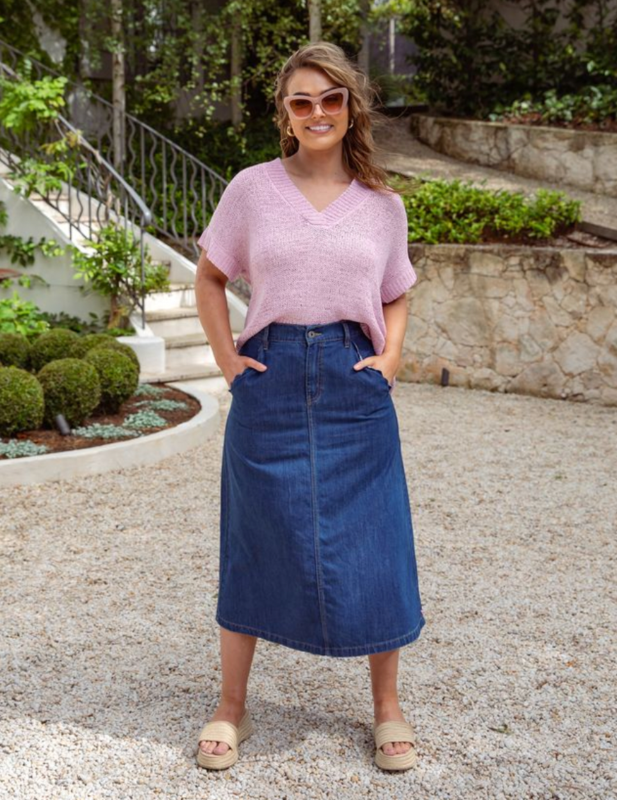 Scallop Edge Denim Skirt