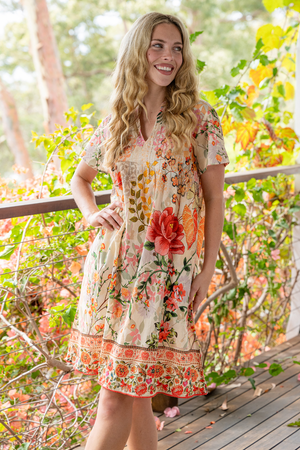 Rouge Bloom Pintuck Dress
