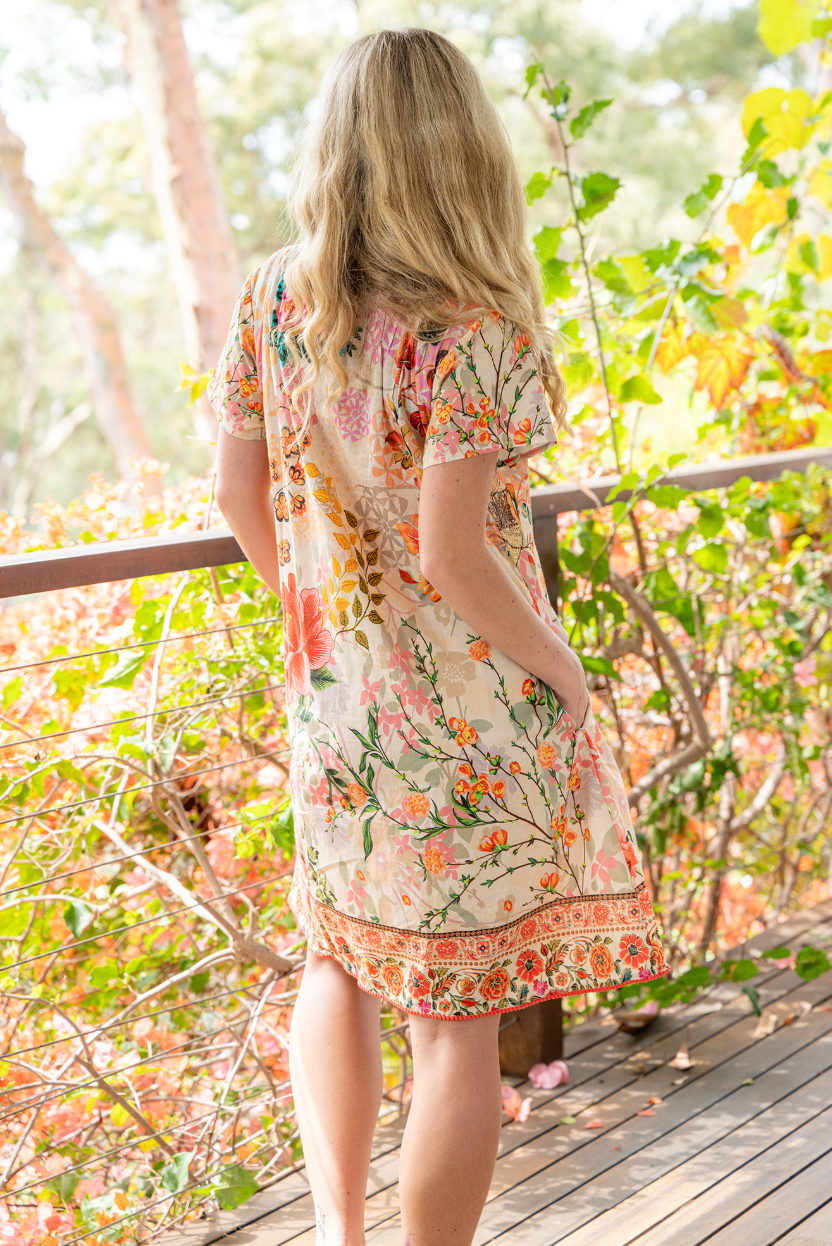 Rouge Bloom Pintuck Dress