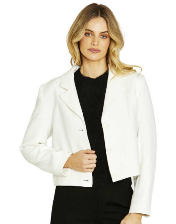 Ponte Cropped Blazer - Cream