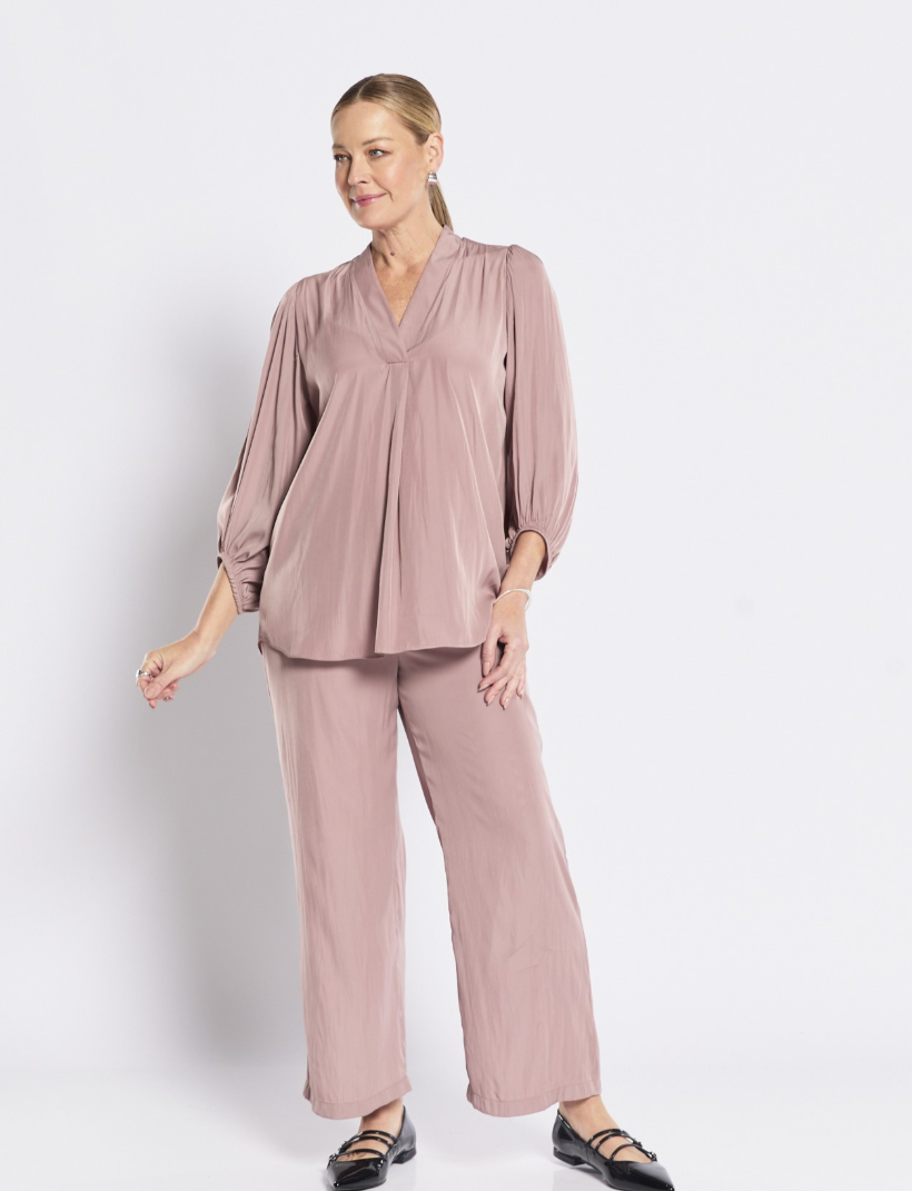 Maple Lustre Billow Blouse - Dusty Pink