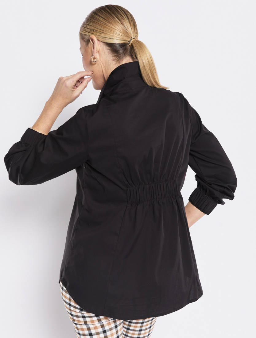 Natalie City Stretch Cotton Shirt - Black