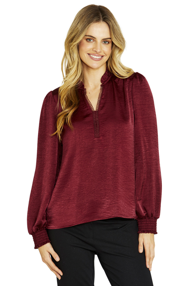 Nessa Shirred Blouse - Mulberry