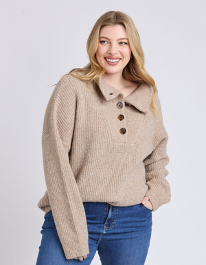 Bron Button Knit - Oat
