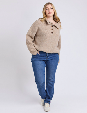 Bron Button Knit - Oat