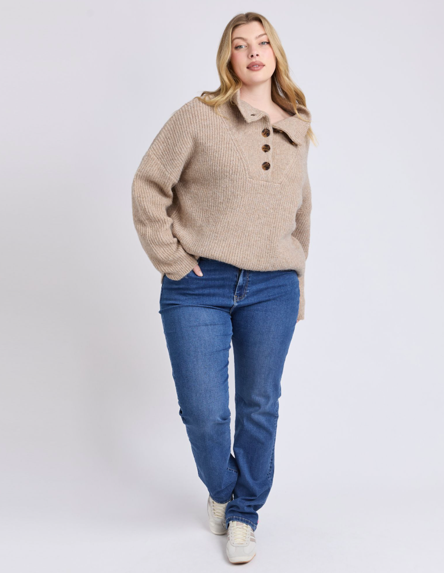 Bron Button Knit - Oat