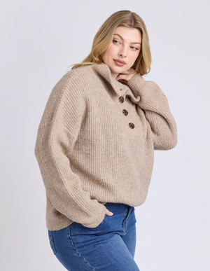 Bron Button Knit - Oat
