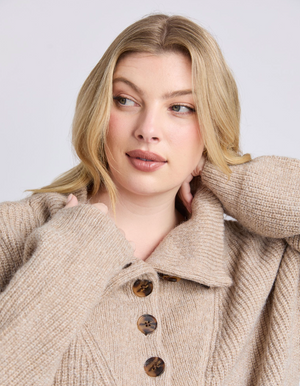 Bron Button Knit - Oat