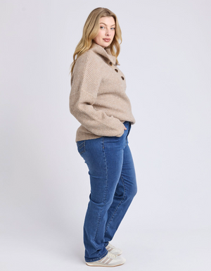 Bron Button Knit - Oat