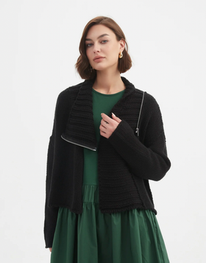 Zip Collar Cardi - Black