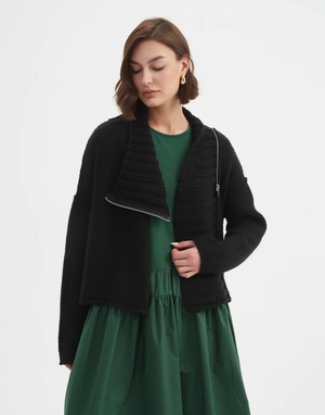 Zip Collar Cardi - Black