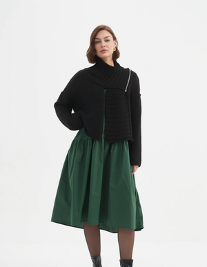 Zip Collar Cardi - Black