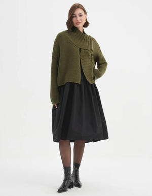 Zip Collar Cardi - Khaki