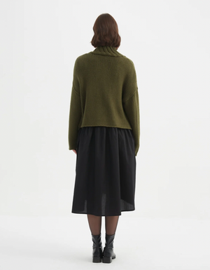 Zip Collar Cardi - Khaki