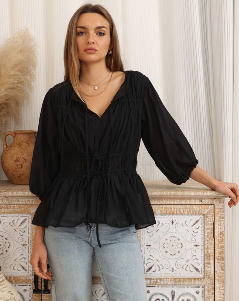 Mila Black Blouse