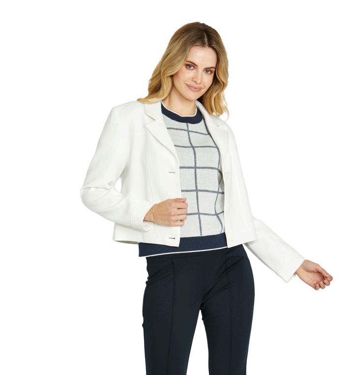 Ponte Cropped Blazer - Cream