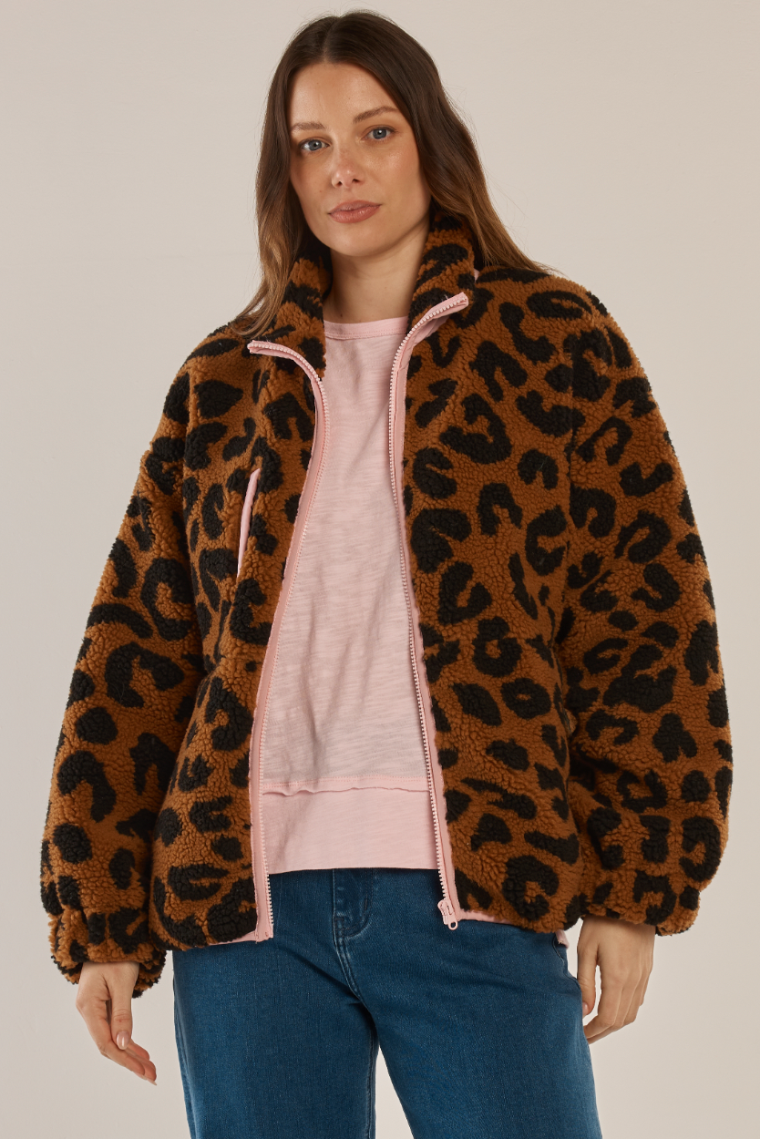Jayne Fleece Jacket - Animal/Pink